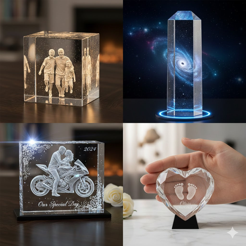 3D Crystal Tea light with Inner Engraved Photo