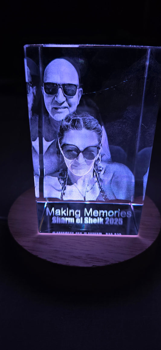 3D Crystal Photo Gift Tower with Inner Engraved Photo 50X50X80mm