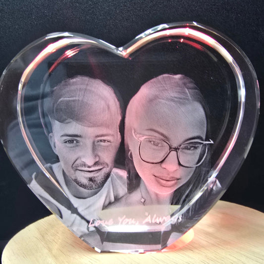 3D Crystal Photo Gift Heart with Inner Engraved Photo 80X70X40mm