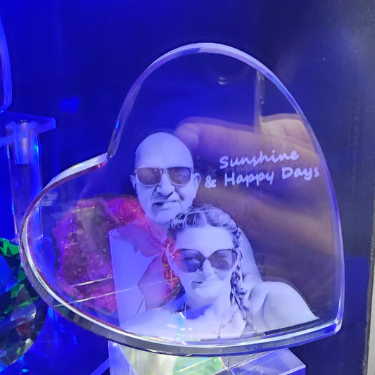 2D Crystal Photo Gift Heart with Inner Engraved Photo 80X70X10mm