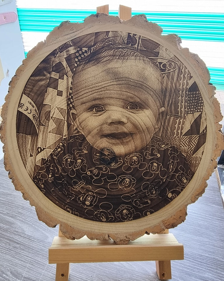 Personalised Photo log slice,wooden photo gift
