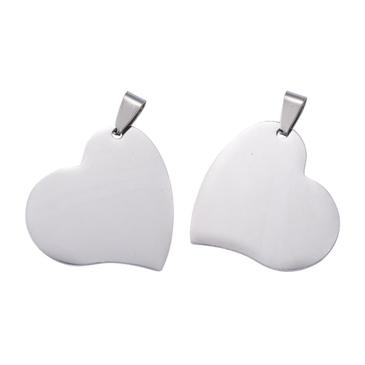 Stainless Steel Curved Large Heart Pendant & Chain