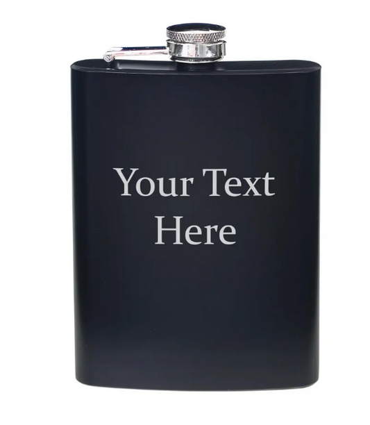 Personalised Black hip flask 8oz
