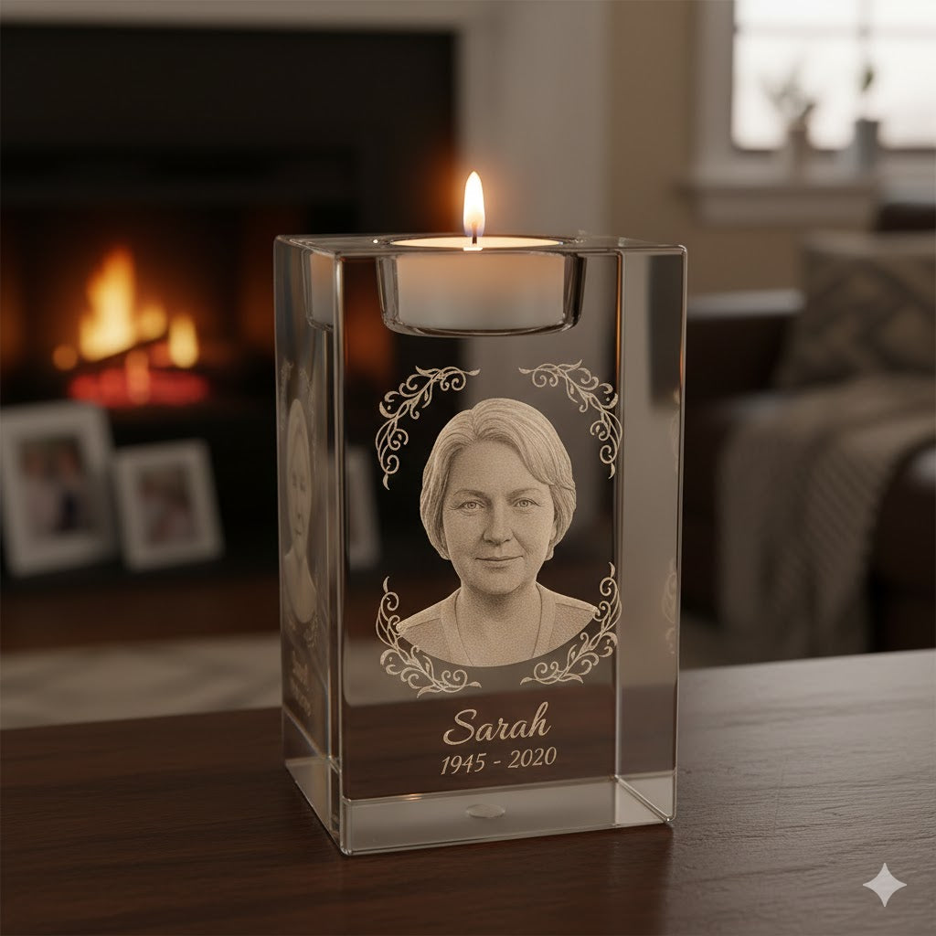 3D Crystal Tea light with Inner Engraved Photo