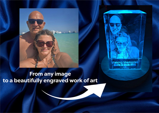 3D Crystal Photo Gift Tower with Inner Engraved Photo 50X50X80mm