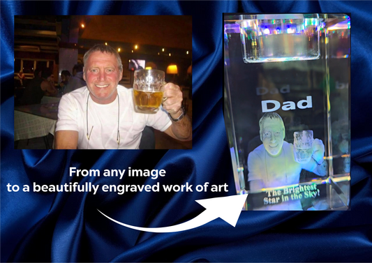 3D Crystal Tea light with Inner Engraved Photo