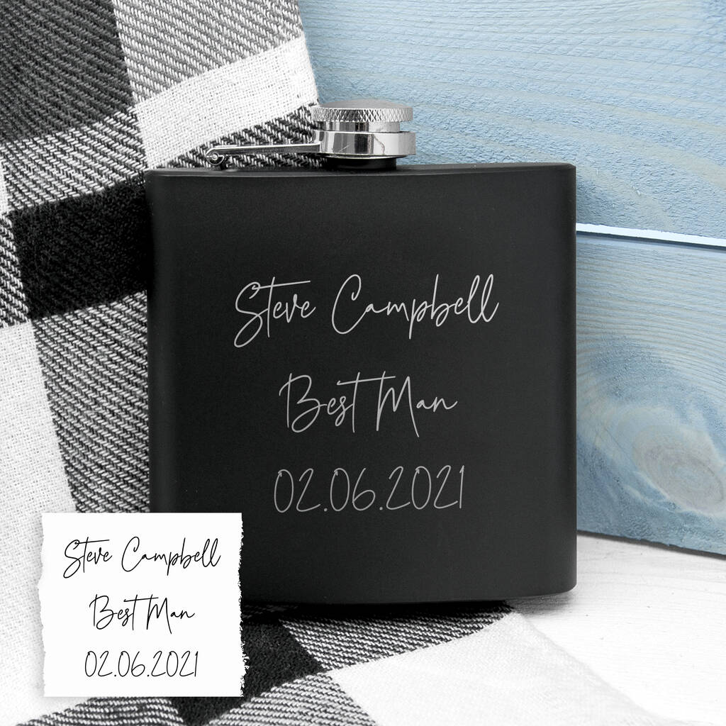 Personalised Black hip flask 8oz