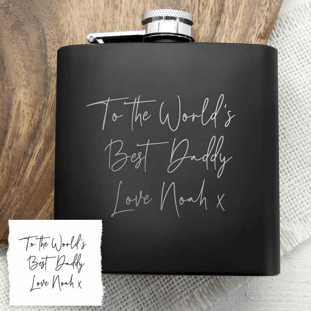 Personalised Black hip flask 8oz
