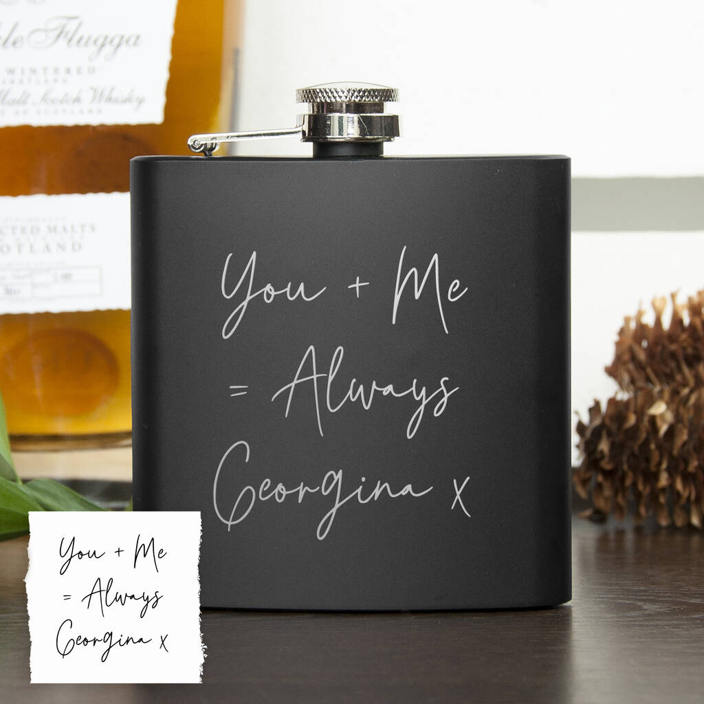Personalised Black hip flask 8oz
