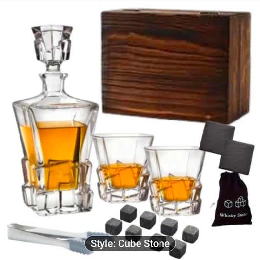 Glass Decanter set with wooden gift box