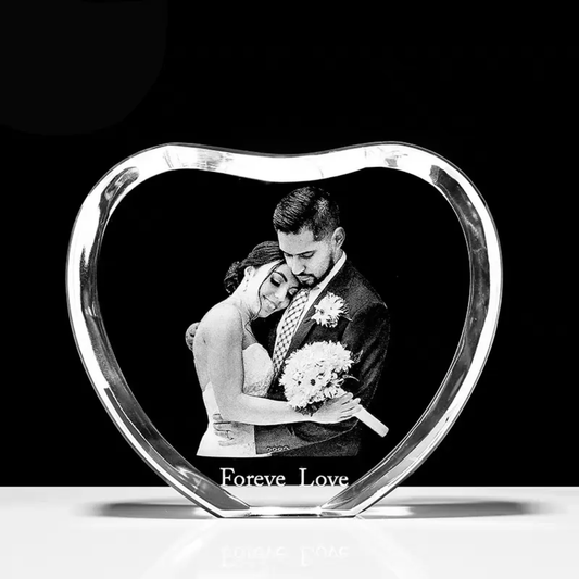 3D Crystal Photo Gift Heart with Inner Engraved Photo 80X70X40mm