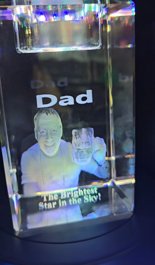 3D Crystal Tea light with Inner Engraved Photo